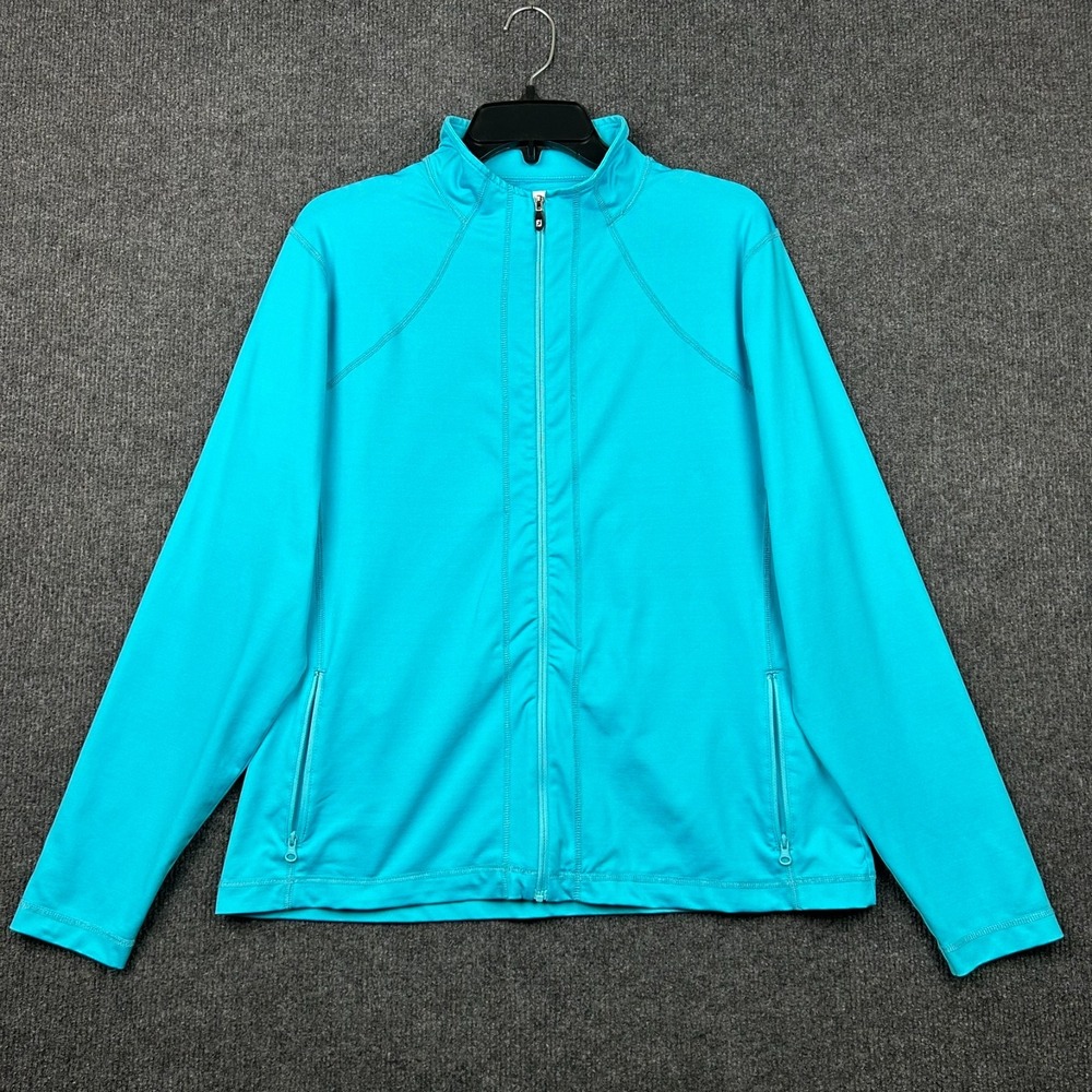 Foot Joy Women's Jacket Performance Athletic Full Zip Long Sleeve Aqua Blue